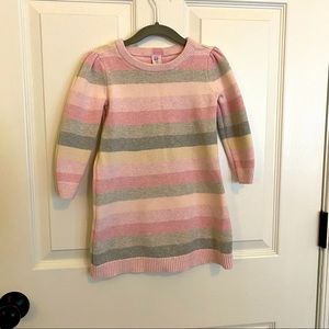Pink and gray stripe Gap sweater dress for toddler